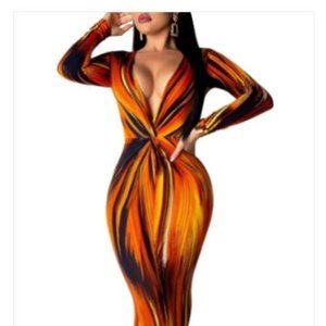 Tiger Colored Long Sleeve Bodycon